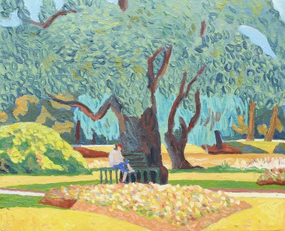 Plein-air oil painting at Castlemaine Botanical Gardens